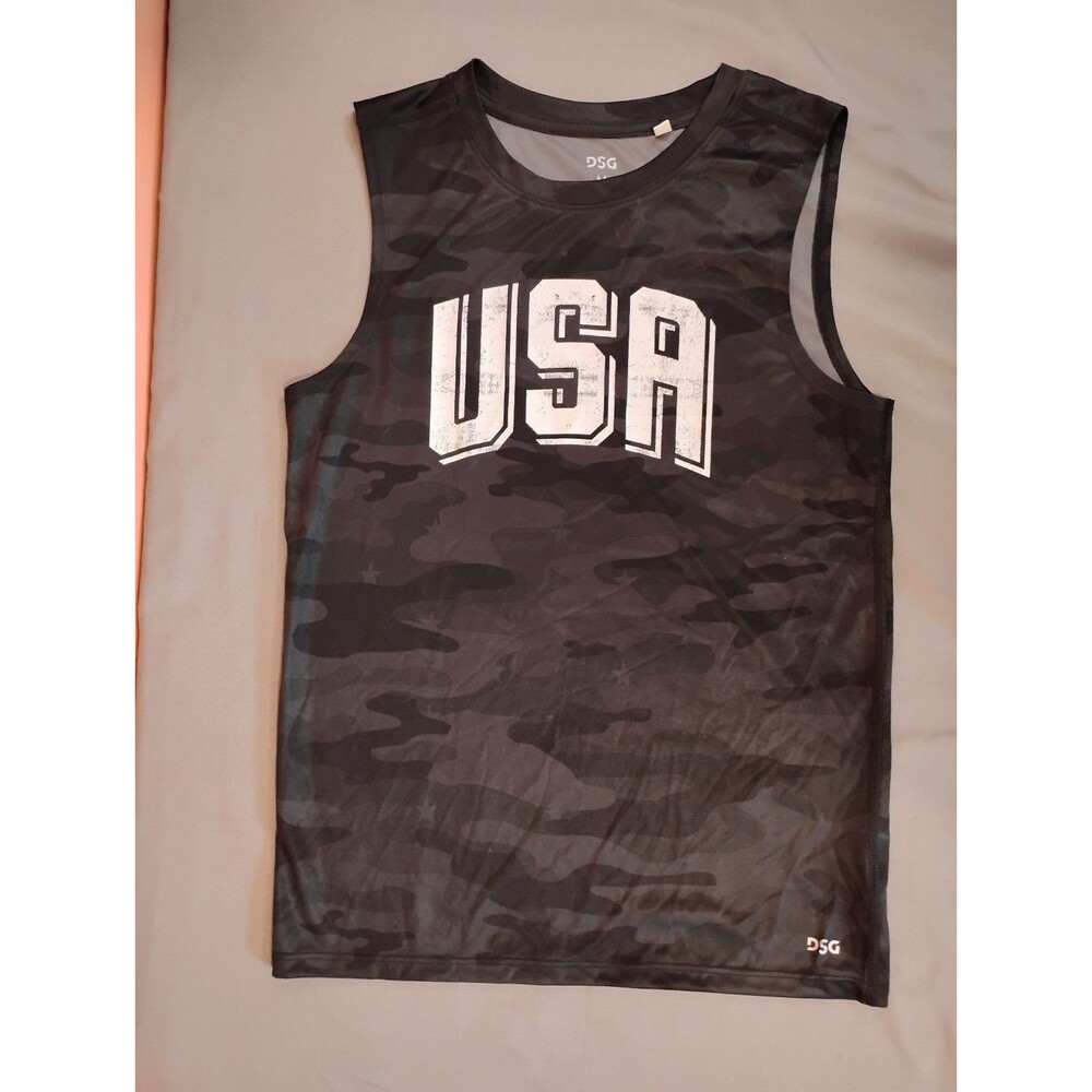 Boys DSG USA Graphic Tank Top Black Camo Medium 10-12